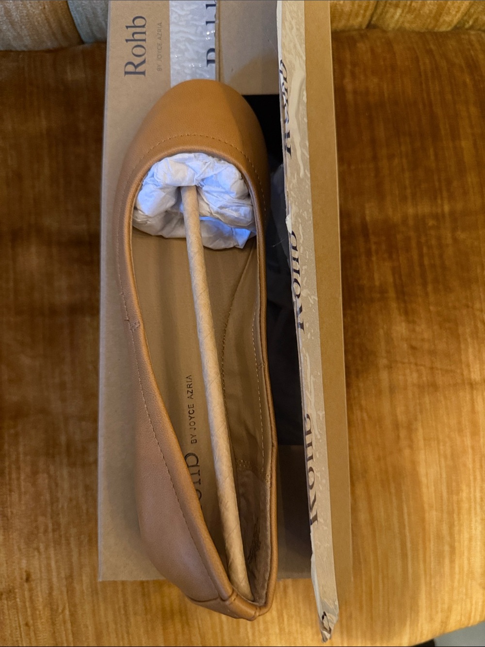 ROHB Tan Leather Ballet Flat
